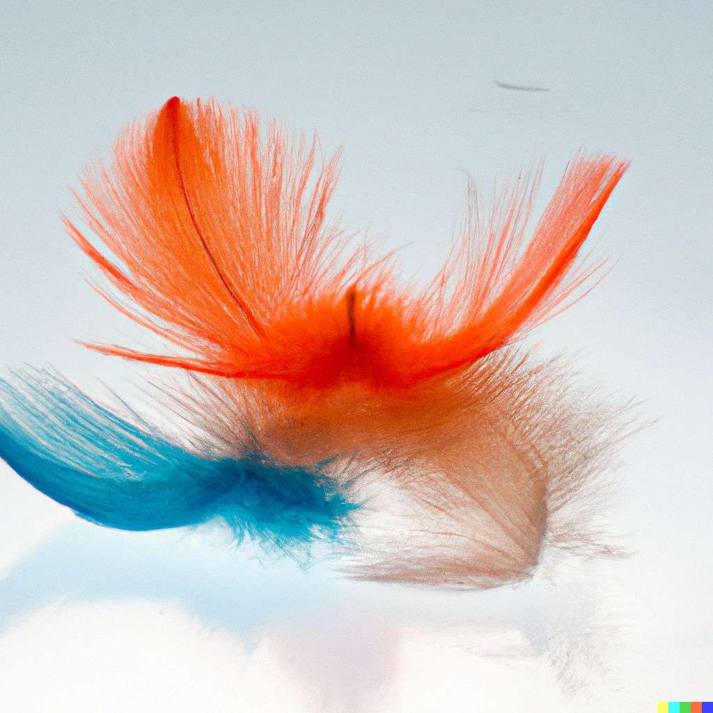 the discovery of gravity, made from feathers
